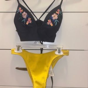 Hollister Floral Embroidered Bathing Suit